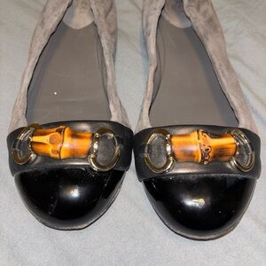 Gucci Black and gray Flats with Bamboo bridle  Detail size 38 1/2 US size 7-7.5